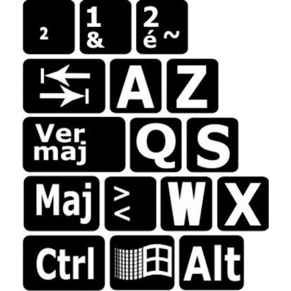 Sticker autocollant AZERTY pour touches de clavier NOIR