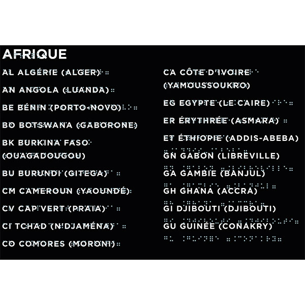 Cartes géographiques contrastées, tactiles et braille — Pour une exploration accessible et autonome de la géographie