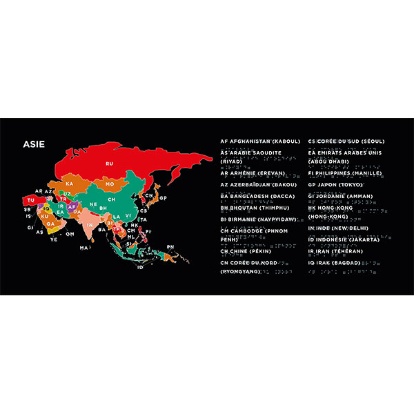 Cartes géographiques contrastées, tactiles et braille — Pour une exploration accessible et autonome de la géographie