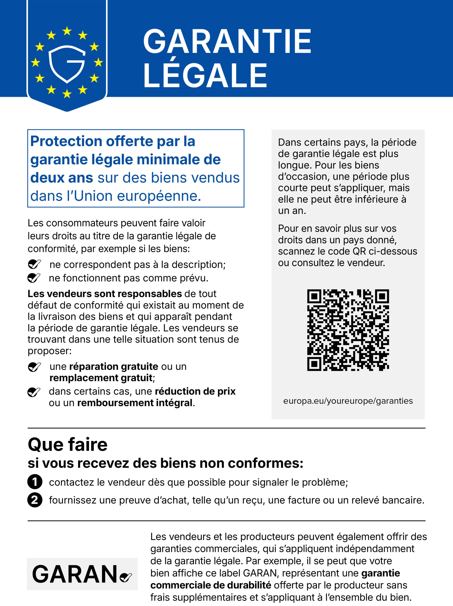Garantie légale de conformité Garantie légale de conformité